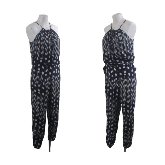 PARKER Women's Size L Liv Black White Silk Jogger Pants Jumpsuit Contemporary - Picture 4 of 9